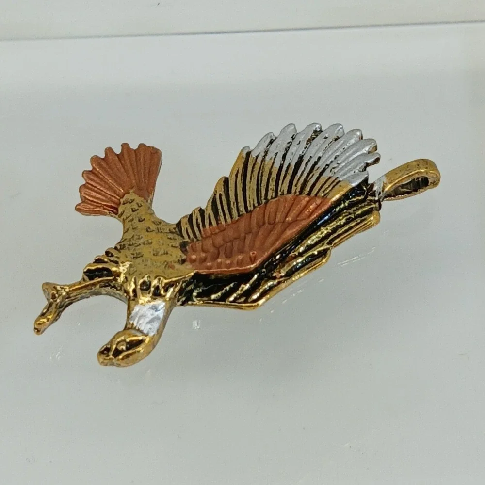 Karatbond Vintage Y2K Eagle Pendant Tricolor Gold Silver Copper Made in USA NOS